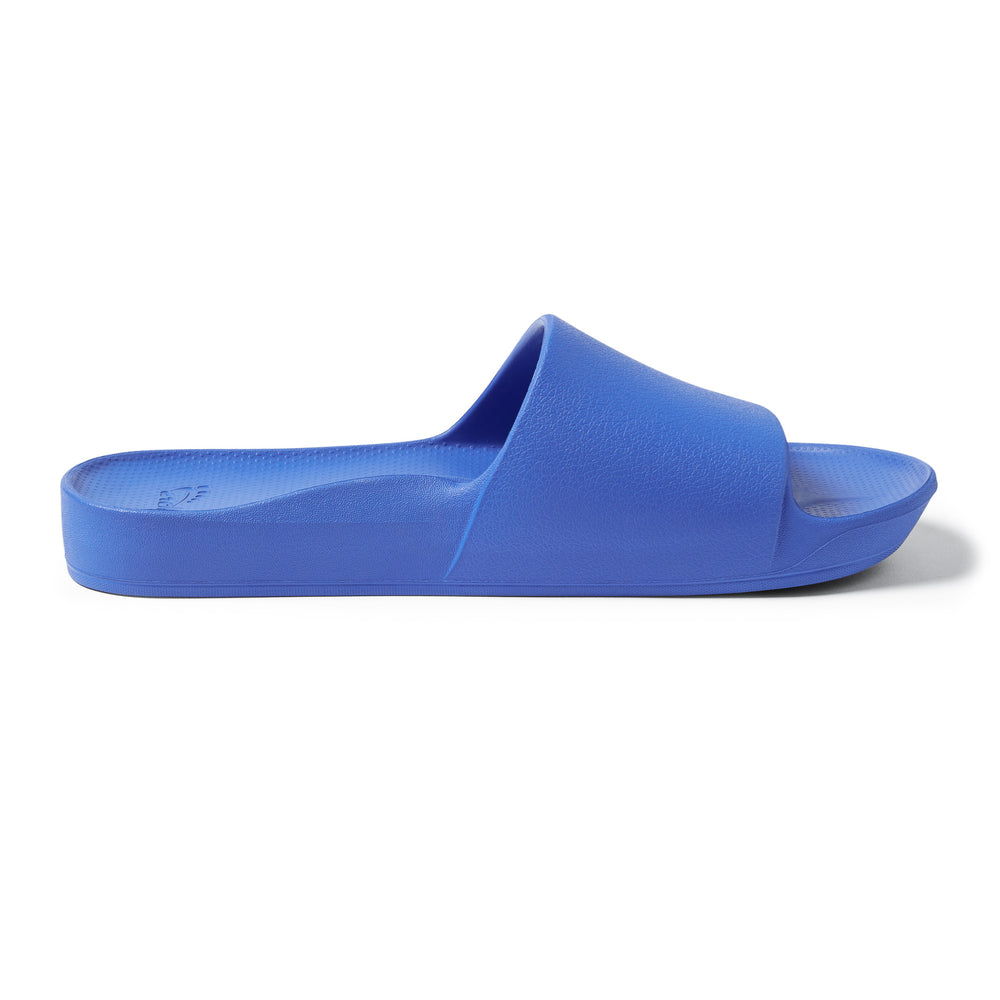 Royal Blue Arch support slides left shoe facing right studio image 