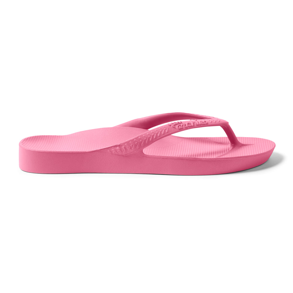 Hot Pink Archies Arch Support Flip Flops shown side on 