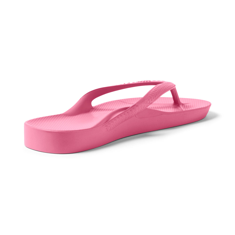 Hot Pink Archies Arch Support Flip Flops shown from the back 