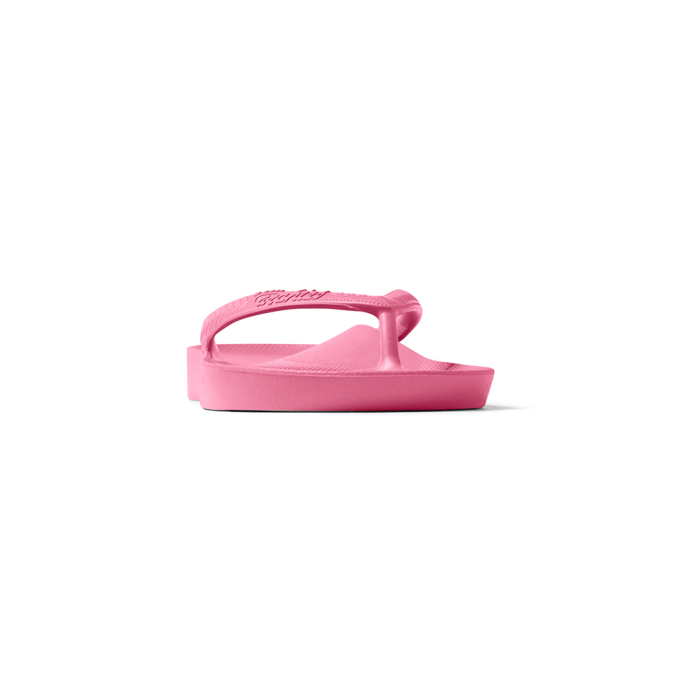 Hot Pink Archies Arch Support Flip Flops shown from the front 