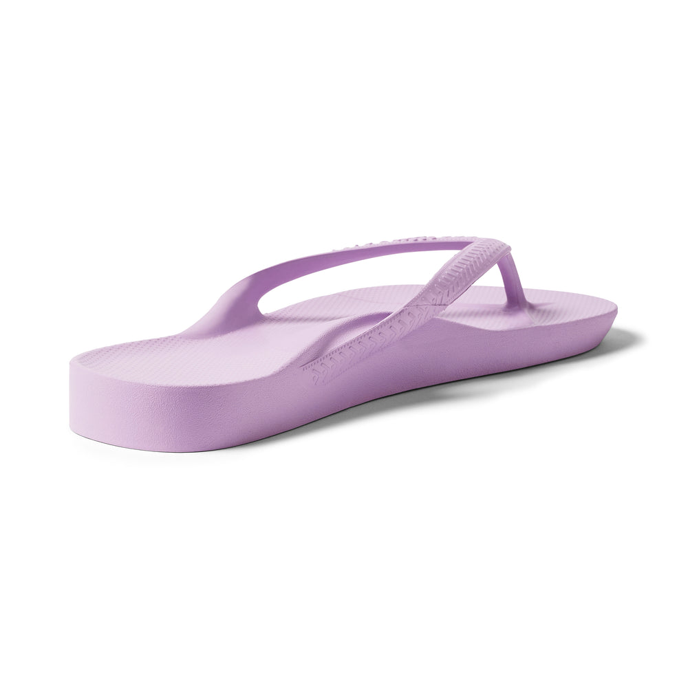 Lilac Archies Arch Support Flip Flops shown from the back 