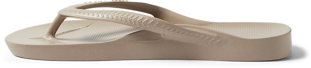 Taupe Archies Arch Support Flip Flops side profile 