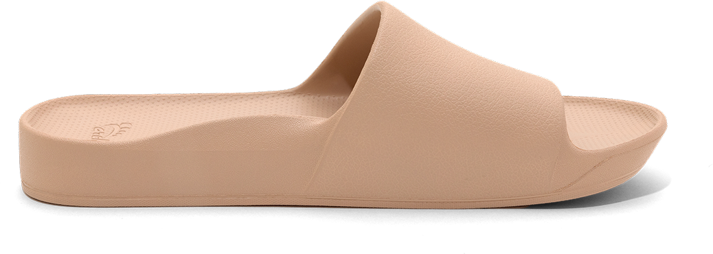 Tan Archies Arch support slides side profile 