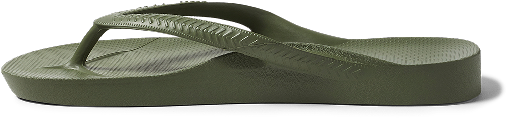 Olive Archies Arch Support Flip Flops side profile 