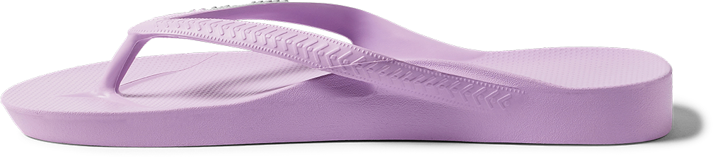Lilac arch support flip flops side profile 