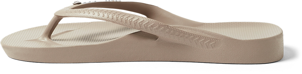 Taupe Crystal Archies Arch Support Flip Flops side profile 