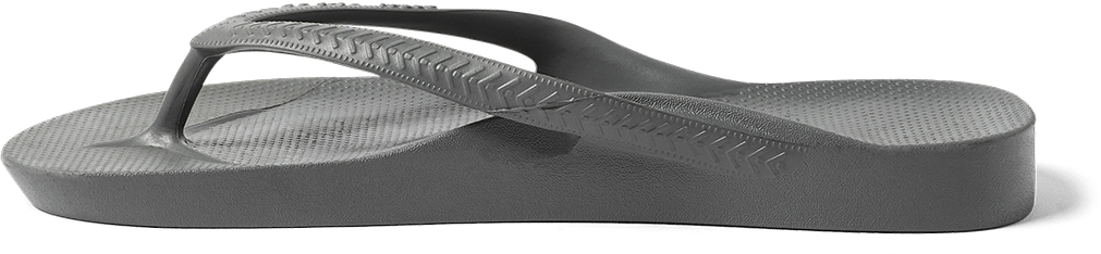 Charcoal Archies Arch support flip flops side profile 