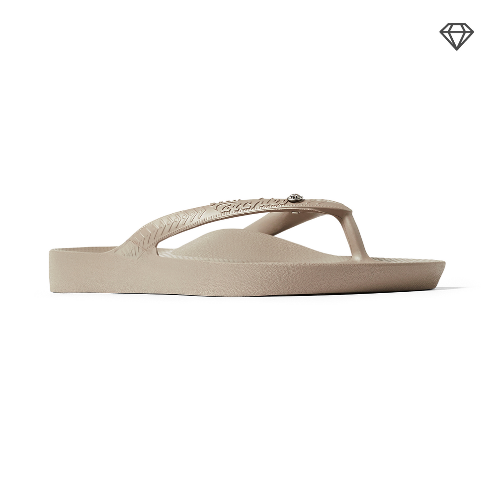 Taupe Crystal Archies Arch Support Flip Flops angle 07 