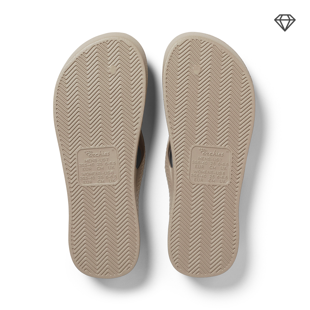 Taupe Crystal Archies Arch Support Flip Flops angle 10 